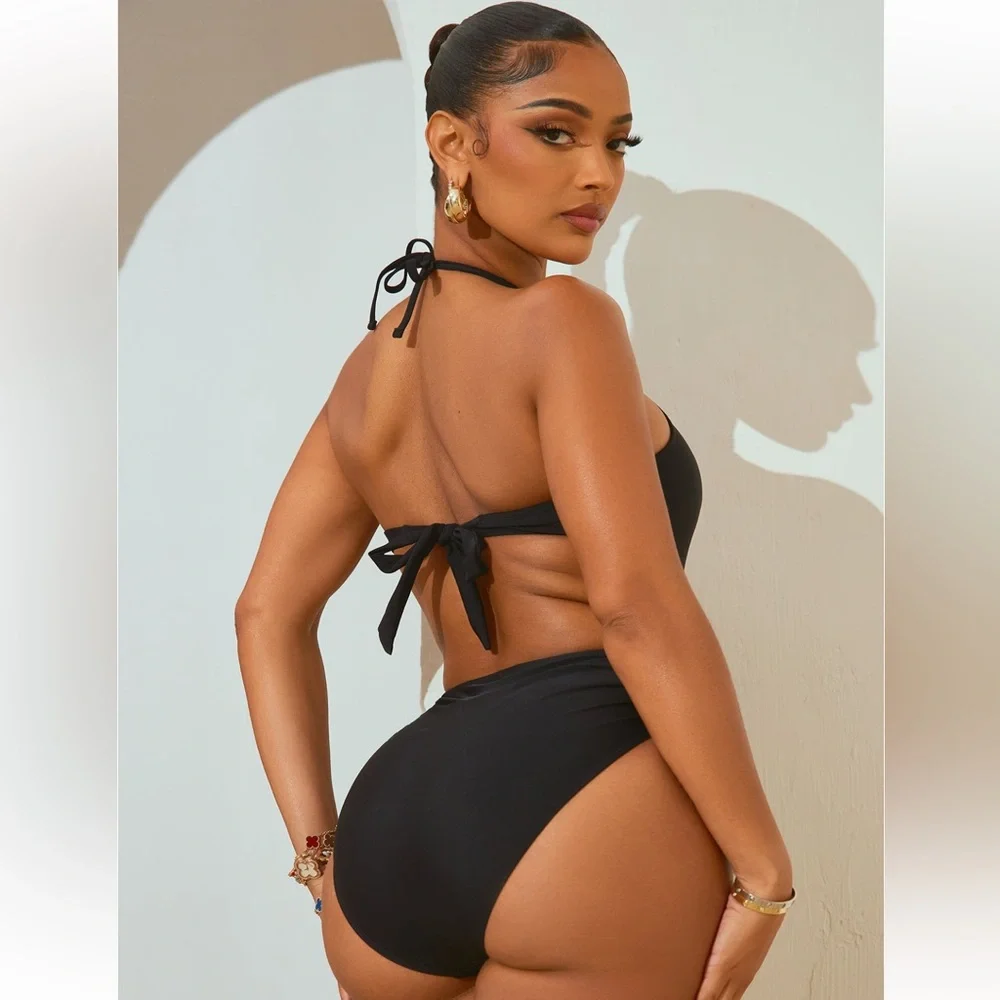 NWT Black sheer one piece swimsuit